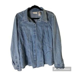 Liz Claiborne Blue Light Wash Button-Down Denim Jacket Size XL